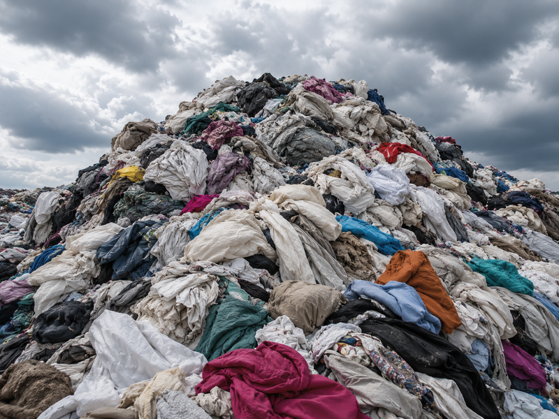 Landfill of clothes 