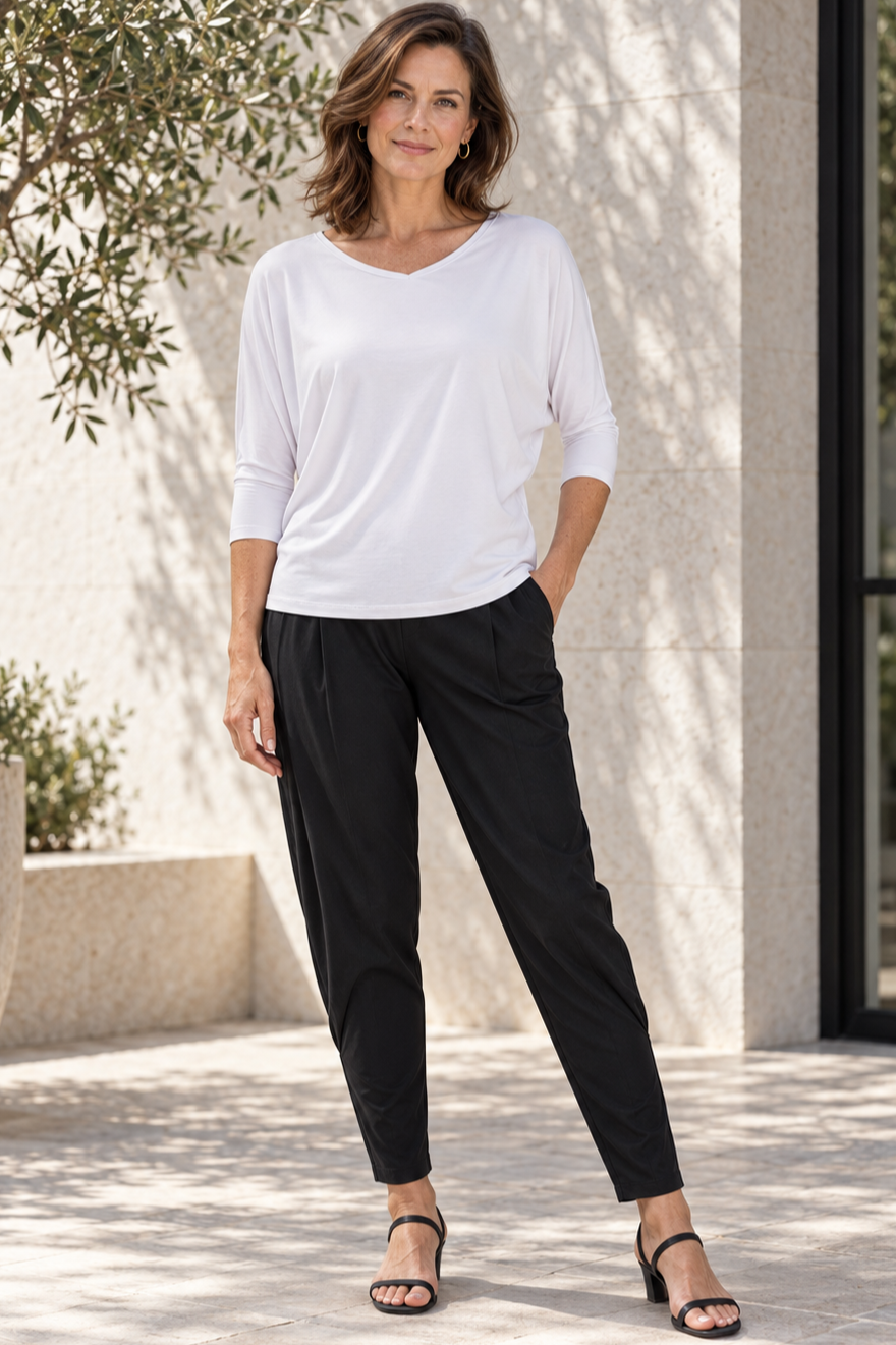 PAULA RYAN Batwing Top EcoVero - White