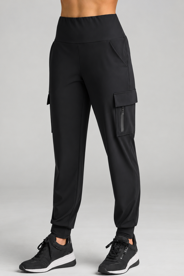PAULA RYAN (Regular Length) Cuffed Cargo Pant - Black - Paula Ryan