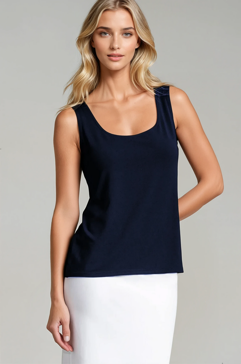 PAULA RYAN Easy Fit Singlet - EcoVero Navy