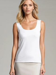 PAULA RYAN ESSENTIALS Easy Fit Singlet - Micromodal White - Paula Ryan