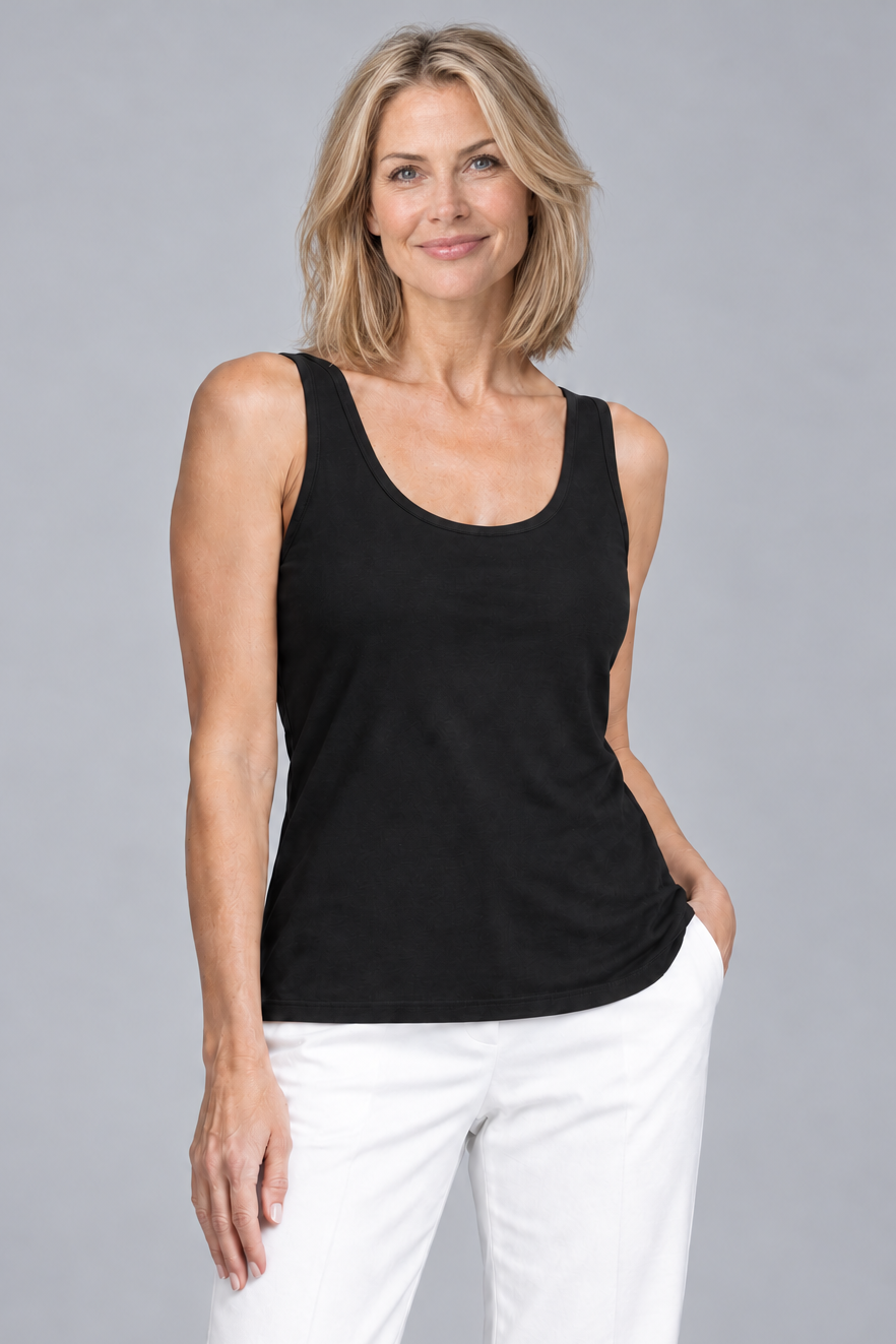 PAULA RYAN Easy Fit Singlet - EcoVero Black
