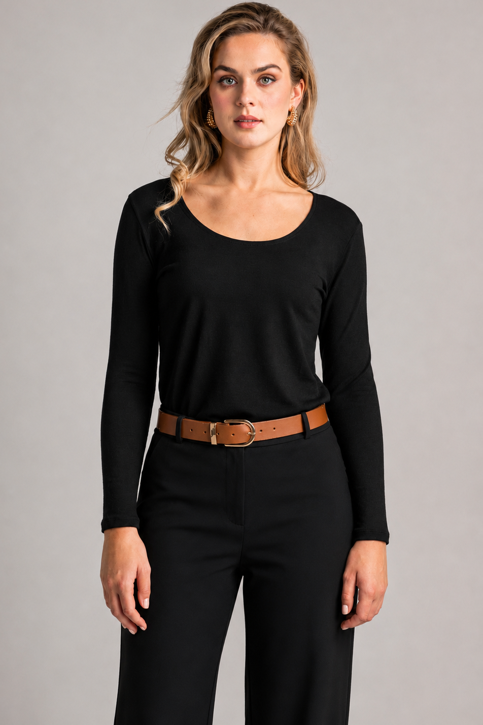 PAULA RYAN Easy Fit Scoop Neck Top - Merino