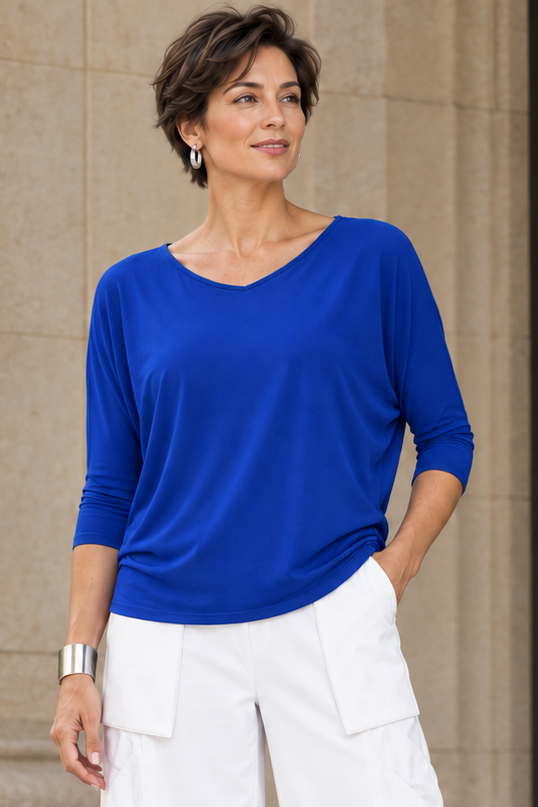 PAULA RYAN Batwing Top EcoVero - Santorini