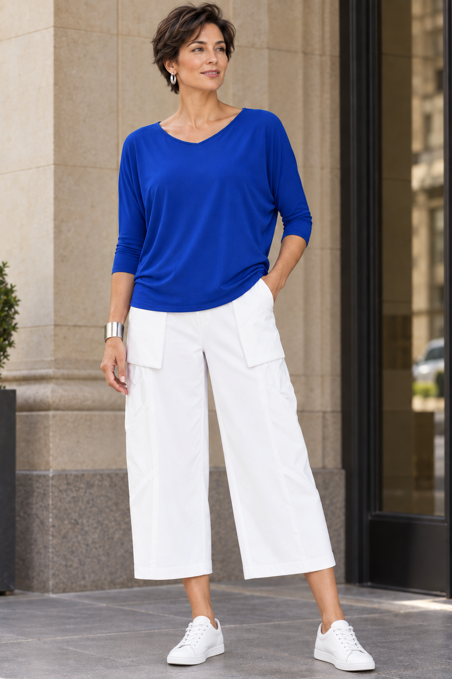 PAULA RYAN Batwing Top EcoVero - Santorini