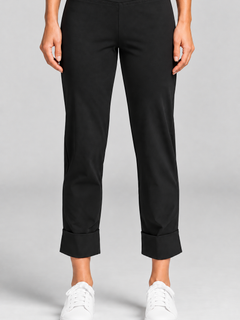 PAULA RYAN Wide Cuff Capri Pant - Microjersey Black