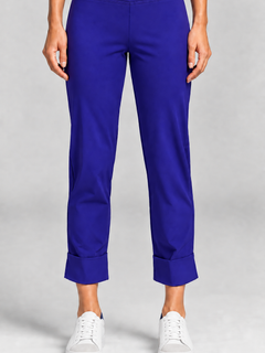PAULA RYAN ESSENTIALS Wide Cuff Capri Pant Microjersey - Greek Blue