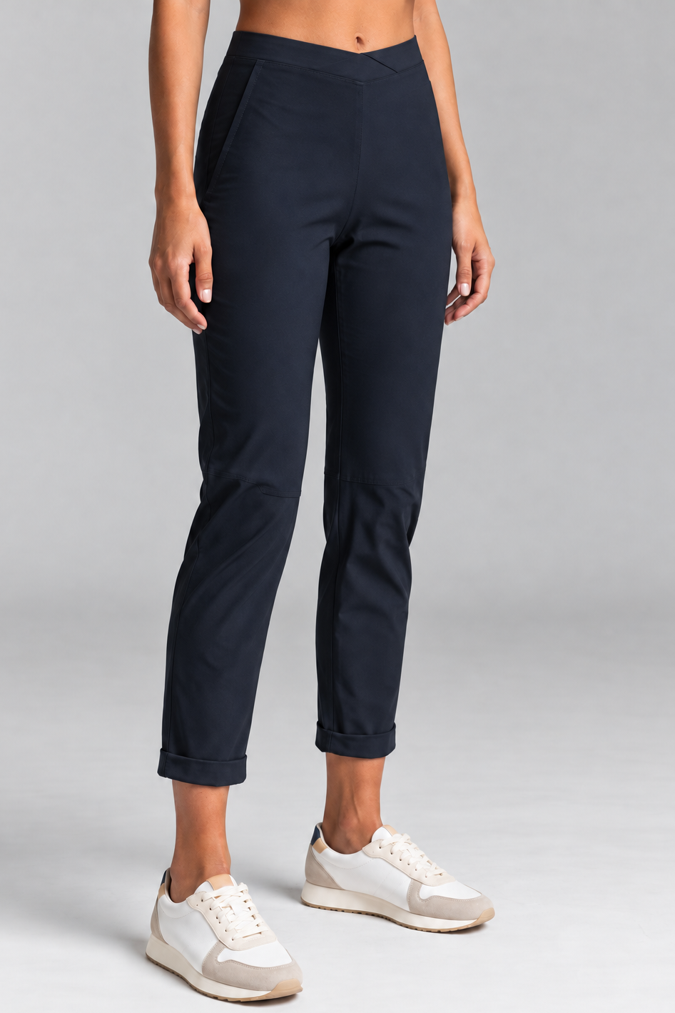 PAULA RYAN ESSENTIALS Narrow Cuff Capri Pant - Microjersey Navy