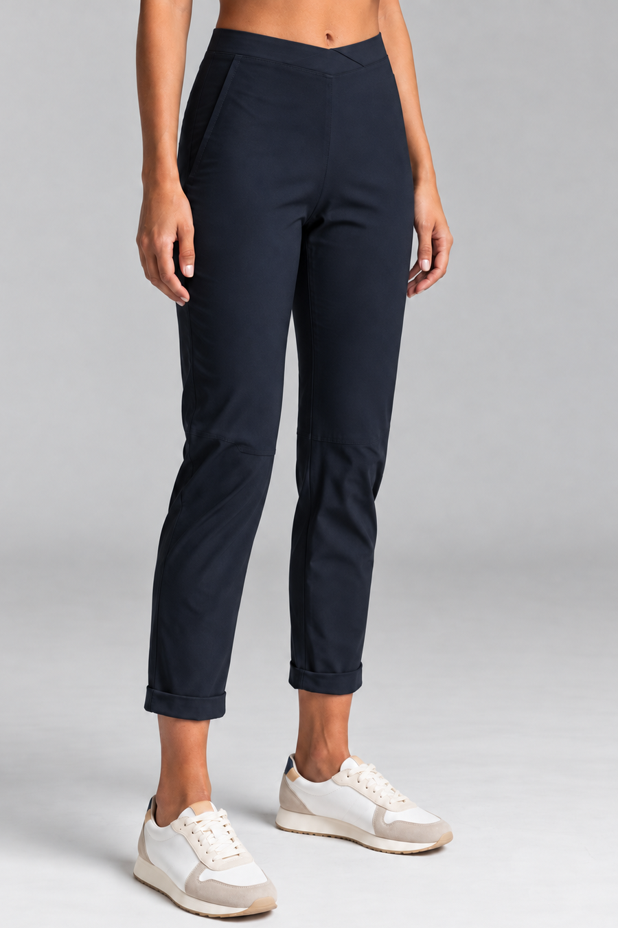 PAULA RYAN ESSENTIALS Narrow Cuff Capri Pant - Microjersey Navy