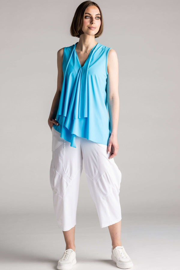 PAULA RYAN Sleeveless Drape Top Superfine Microjersey - Capri Blue - Paula Ryan
