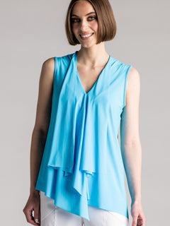 PAULA RYAN Sleeveless Drape Top Superfine Microjersey - Capri Blue - Paula Ryan