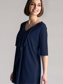 PAULA RYAN Drape Front Top Superfine Microjersey - Navy - Paula Ryan