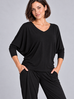 PAULA RYAN Batwing Top EcoVero - Black