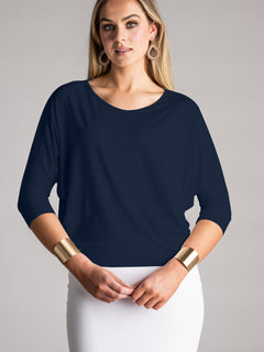 PAULA RYAN Batwing Top Modal Soft - Navy - Paula Ryan
