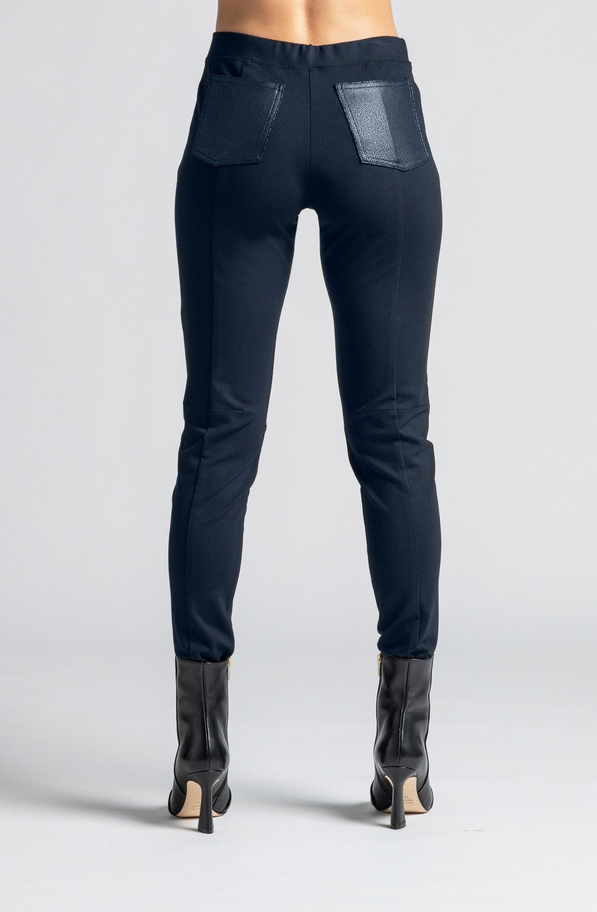 PAULA RYAN Leather Trim Roma Jean - Navy - Paula Ryan