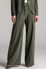 PAULA RYAN Wide Leg Pant - Microjersey Khaki