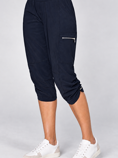 PAULA RYAN Toggled Clam Diggers Microjersey - Navy