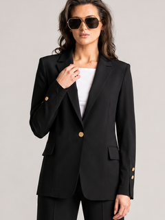 PAULA RYAN Long-line Boyfriend Jacket - Microjersey Black