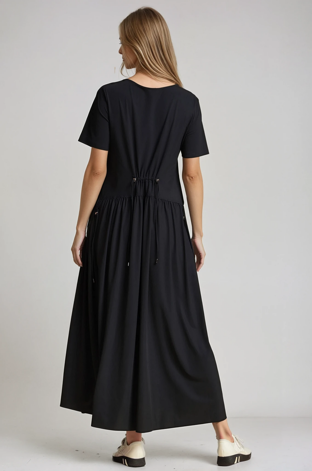 PAULA RYAN Arched Front Dress - Black Microjersey - Paula Ryan
