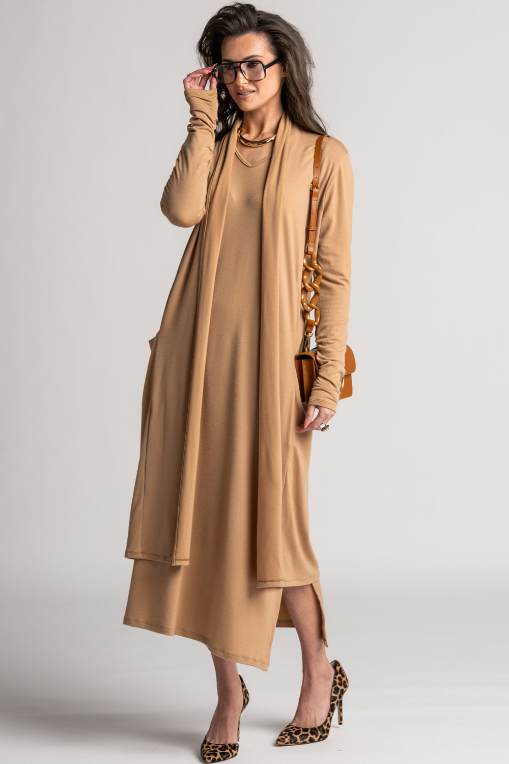 PAULA RYAN Long-line Duster Merino - Camel