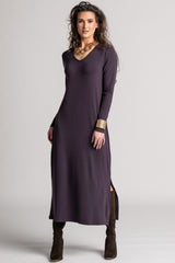 PAULA RYAN V Neck Sheath Dress - Cocoa Plum Merino