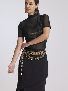 PAULA RYAN Short Wrap Skirt - Black - Paula Ryan