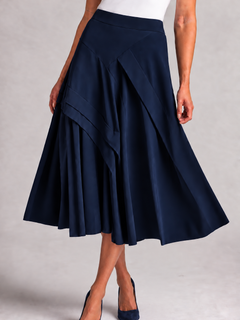 PAULA RYAN A-line Waterfall Skirt - Navy