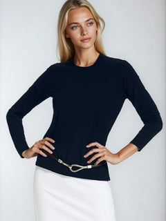 PAULA RYAN Easy Fit Long Sleeve Crew Neck Top - Ecovero Navy - Paula Ryan