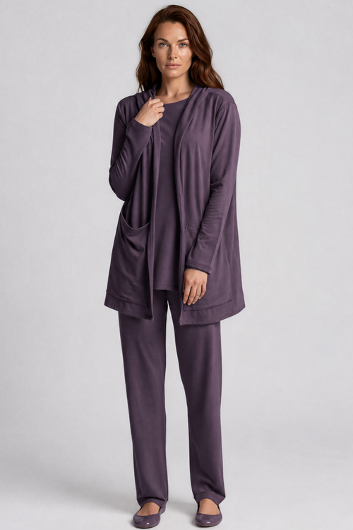 PAULA RYAN Long Loose Fit Singlet - Cocoa Plum Merino