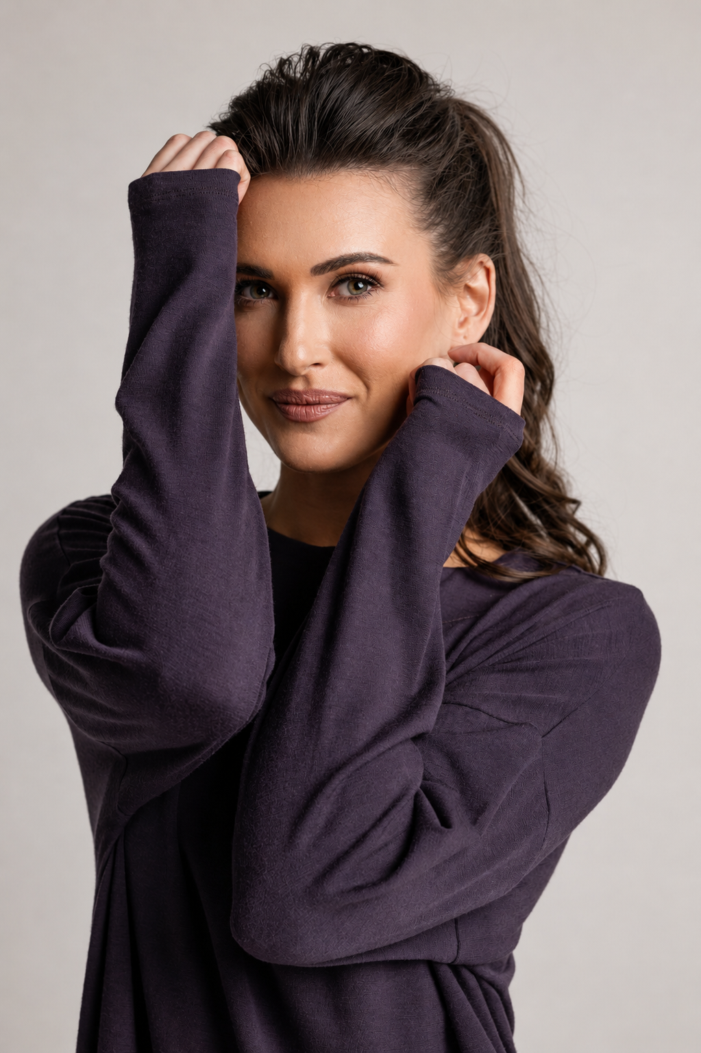 PAULA RYAN Relaxed Boat Neck Tunic - Cocoa Plum Merino