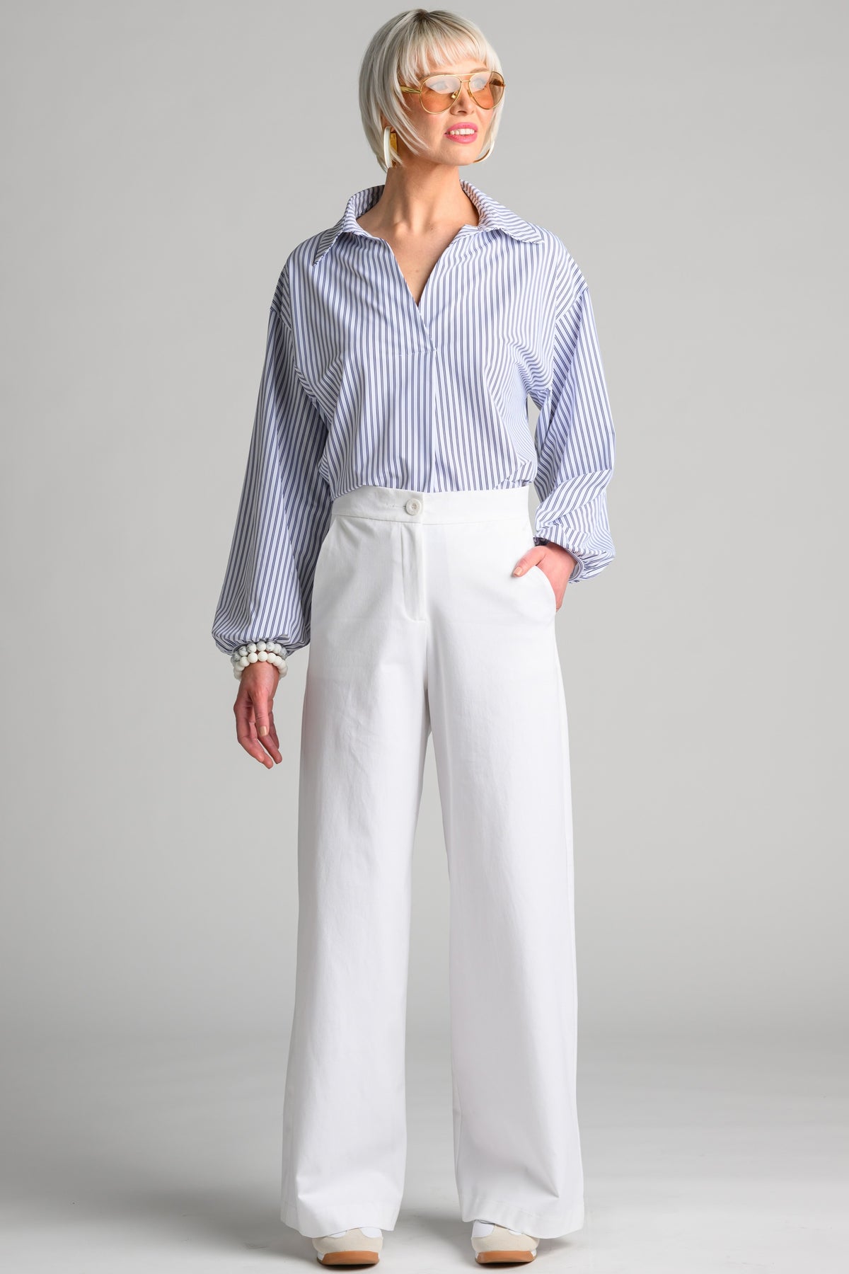 PAULA RYAN Ashford Top - Double Stripe Microjersey