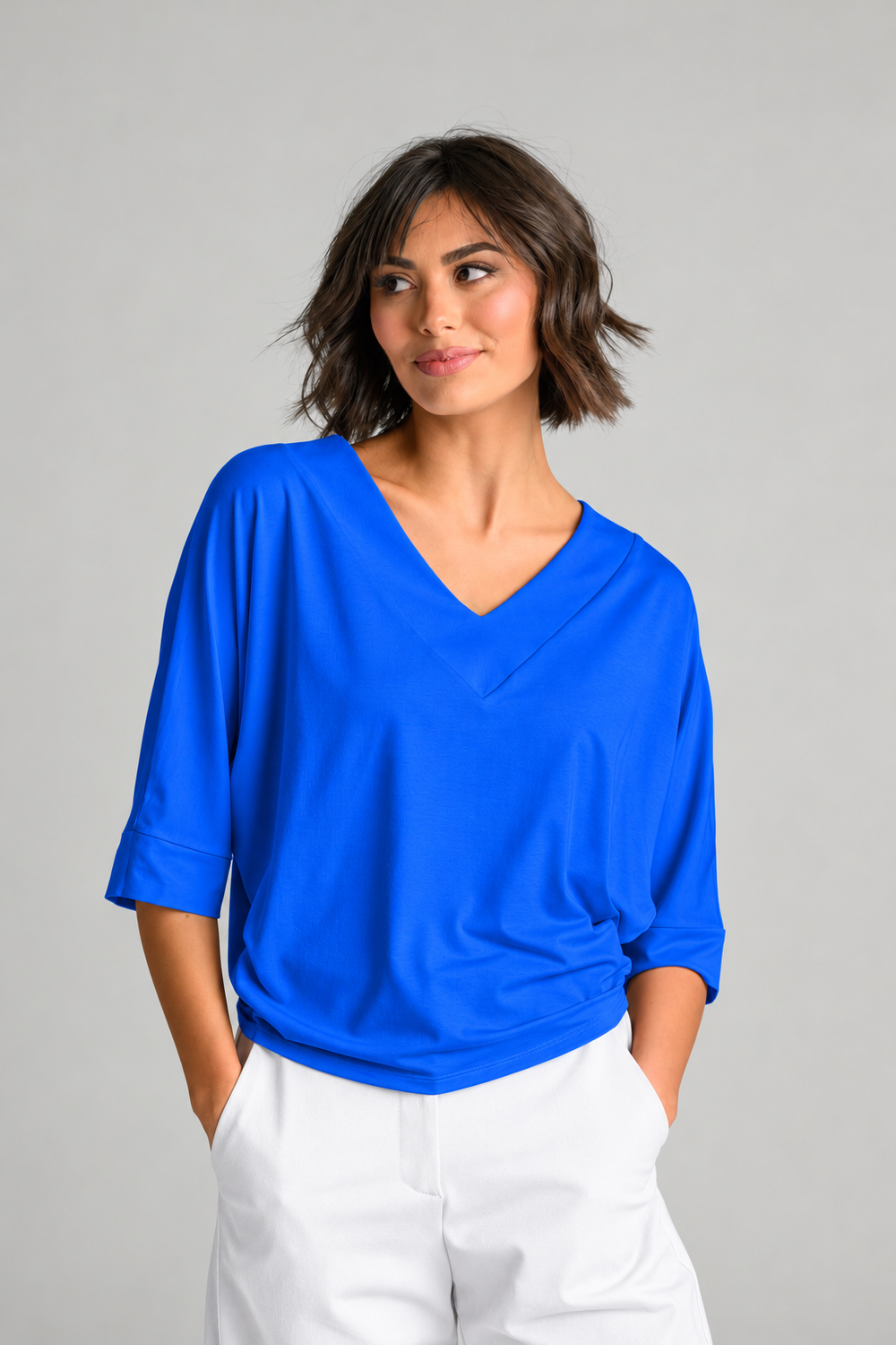 V Neck Cloud Top - Santorini EcoVero