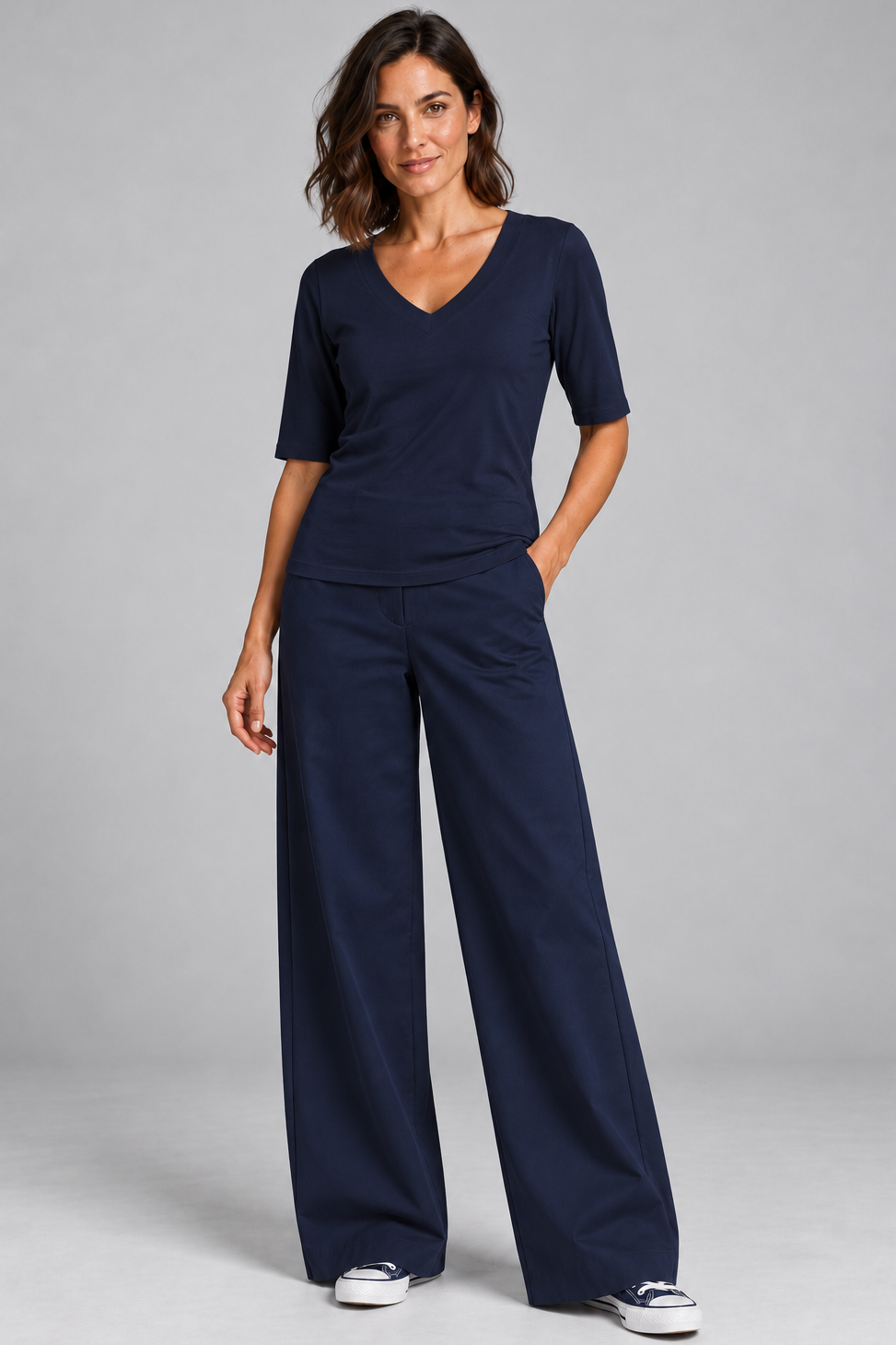PAULA RYAN Sailor Pant - Navy Cotton Drill