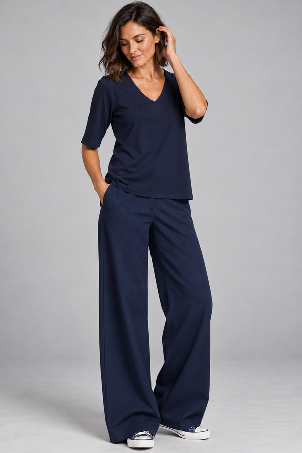 PAULA RYAN Sailor Pant - Navy Cotton Drill