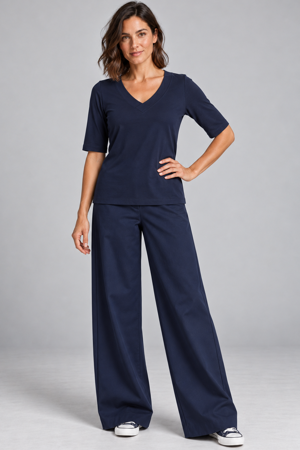 PAULA RYAN Sailor Pant - Navy Cotton Drill