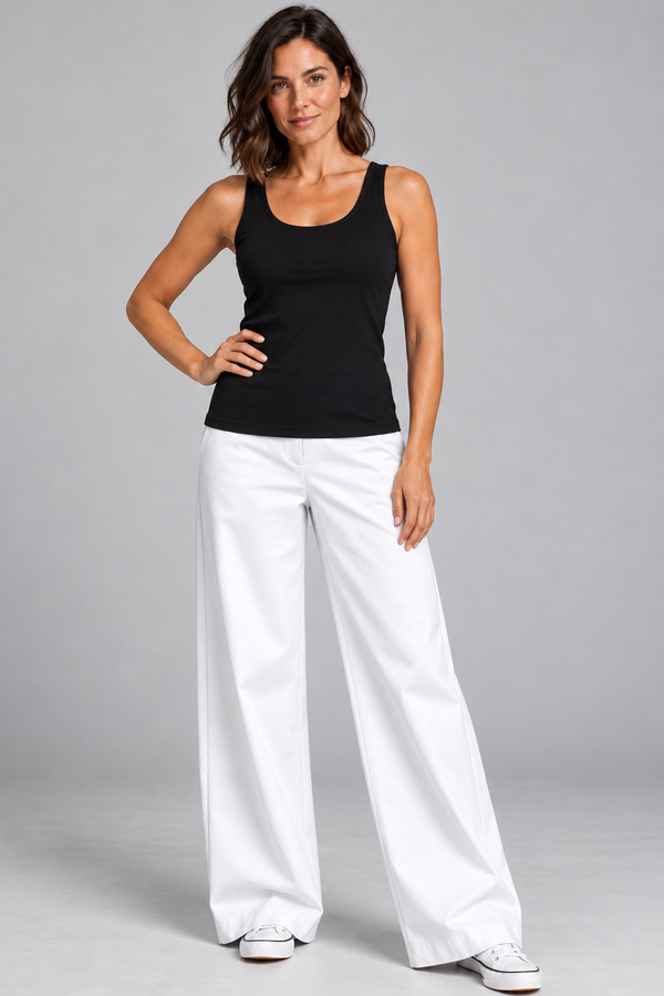 PAULA RYAN Sailor Pant - White Cotton Drill