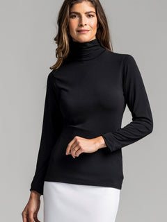 PAULA RYAN ESSENTIALS Easy Fit Long Sleeve Polo Neck - MicroModal - Paula Ryan