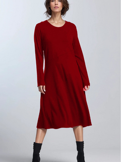 PAULA RYAN A Line Swing Dress - Red Merino - Paula Ryan