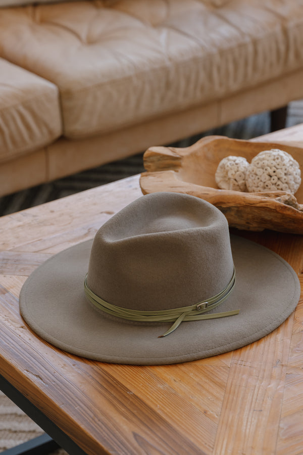 SUNDAISE - Tessa Wool Panama Hat - Stacked Trim Sage - Paula Ryan