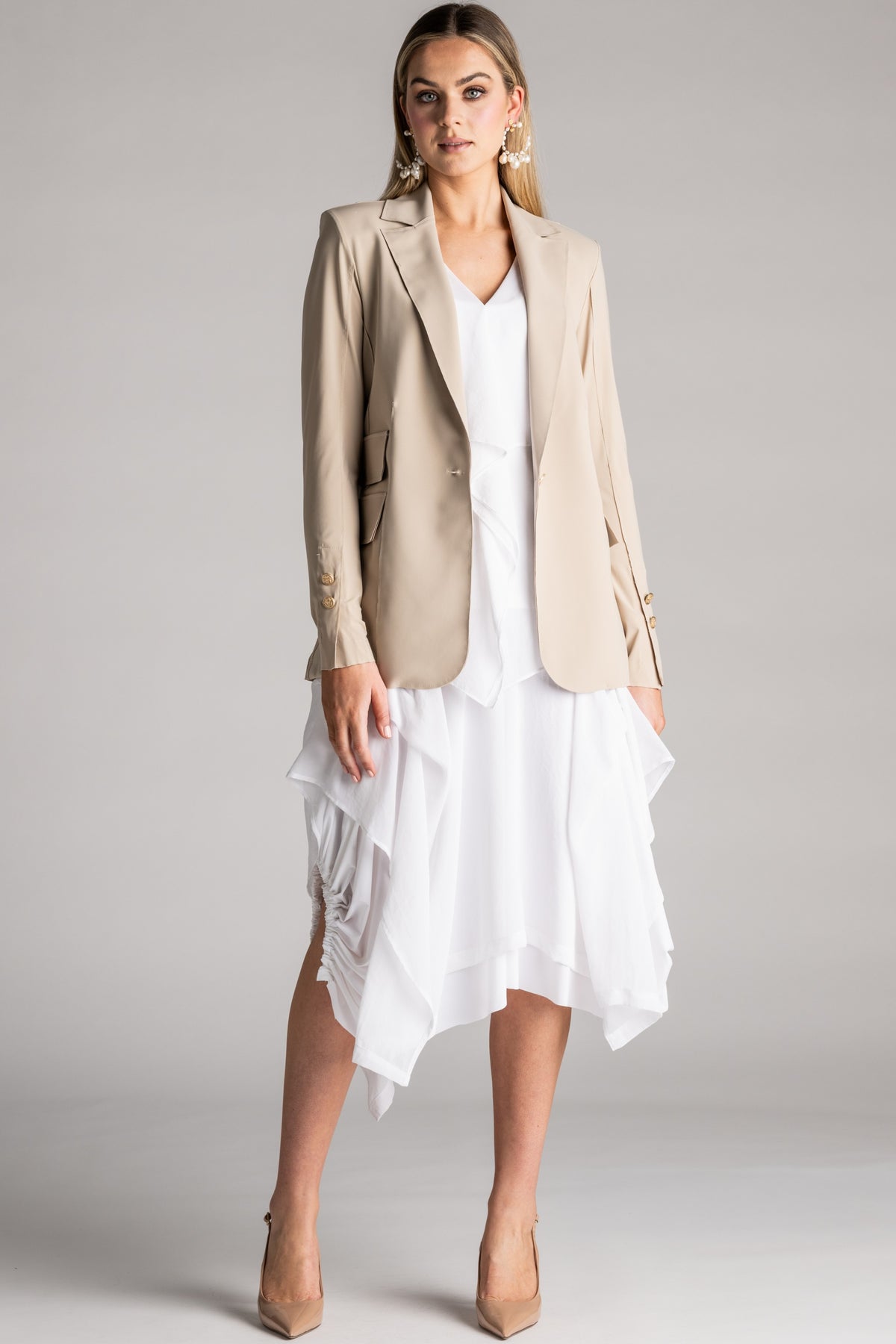 PAULA RYAN Chiffon Overlay Skirt - White - Paula Ryan