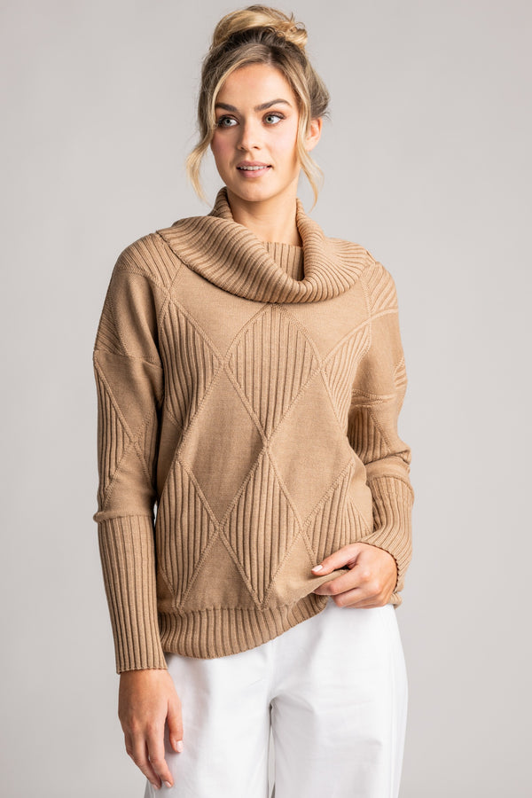 PAULA RYAN Diamond Rib Sweater - Merino Camel - Paula Ryan