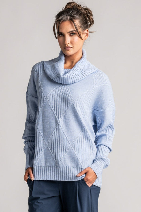 PAULA RYAN Diamond Rib Sweater - Merino Powder Blue - Paula Ryan