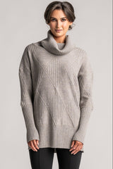 PAULA RYAN Diamond Rib Tunic - Merino Mink
