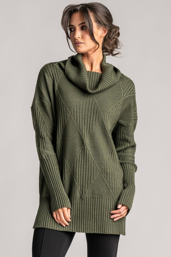 PAULA RYAN Diamond Rib Tunic - Merino Olive - Paula Ryan