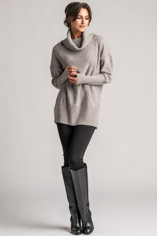 PAULA RYAN Diamond Rib Tunic - Merino Mink - Paula Ryan