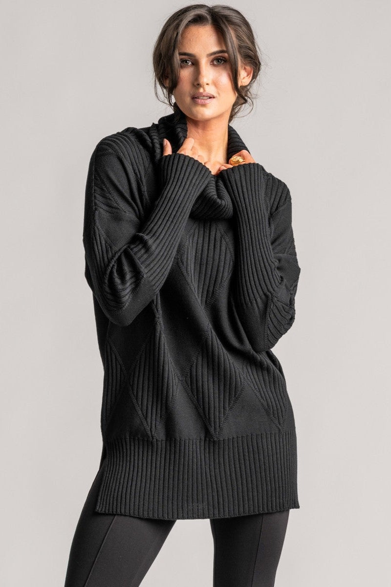 PAULA RYAN Diamond Rib Tunic - Merino Black