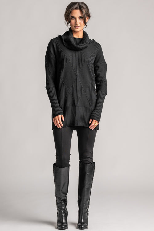 PAULA RYAN Diamond Rib Tunic - Merino Black - Paula Ryan