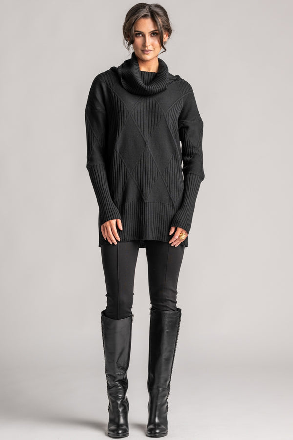 PAULA RYAN Diamond Rib Tunic - Merino Black - Paula Ryan