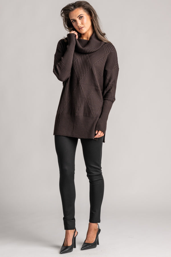 PAULA RYAN Diamond Rib Tunic - Merino Cocoa - Paula Ryan