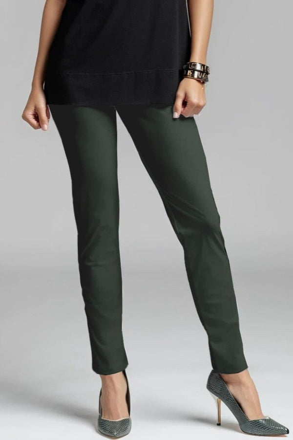 PAULA RYAN ESSENTIALS Waisted Cigarette Pant - Microjersey Khaki - Paula Ryan